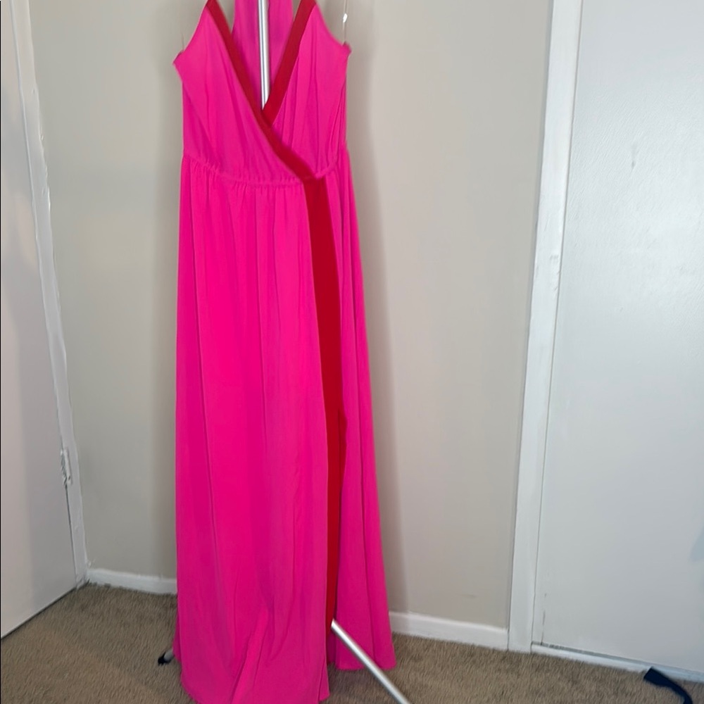 Red and Pink Maxi Dress
